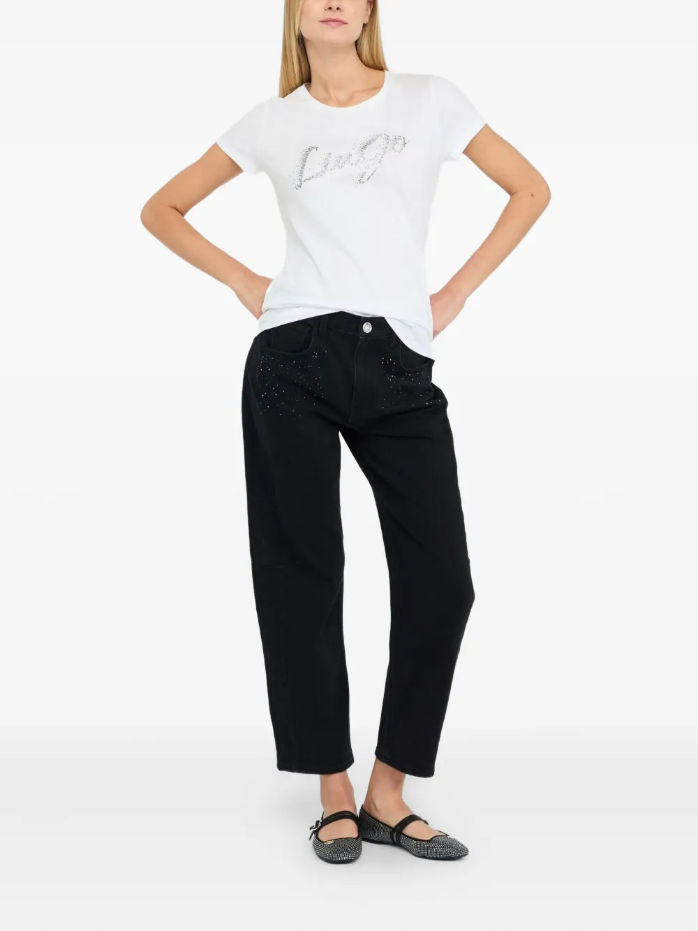LIU JO T-shirt verfraaid met kristallen Wit