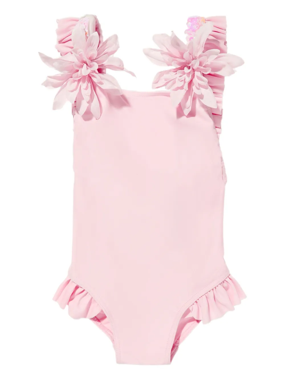 SELINIACTION KIDS ruffled flowered swimsuit Roze