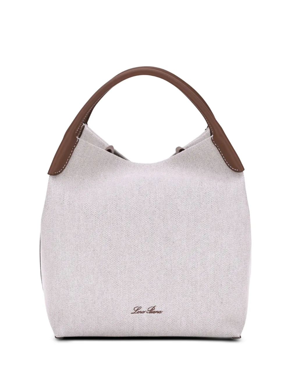 Bale leather-trimmed fabric tote bag