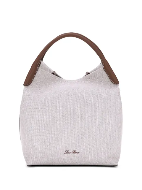 Loro Piana Bale leather-trimmed fabric tote bag