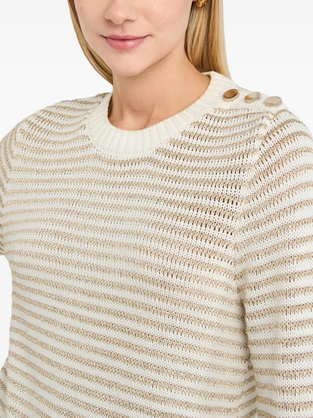 Liu •jo Striped Button-detailed Jumper In Neutral