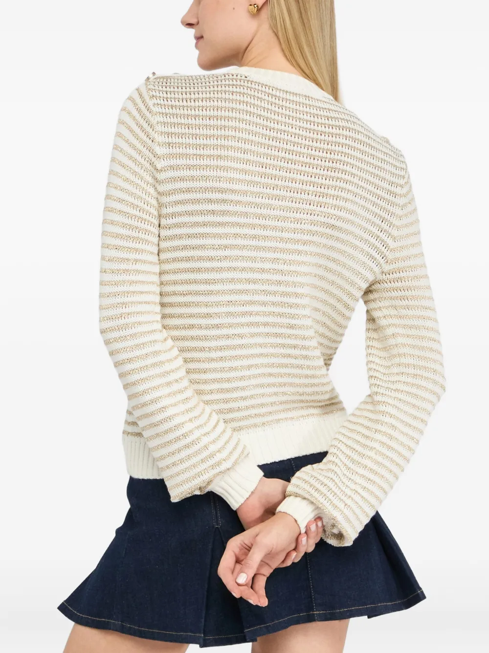 Liu •jo Striped Button-detailed Jumper In Neutral
