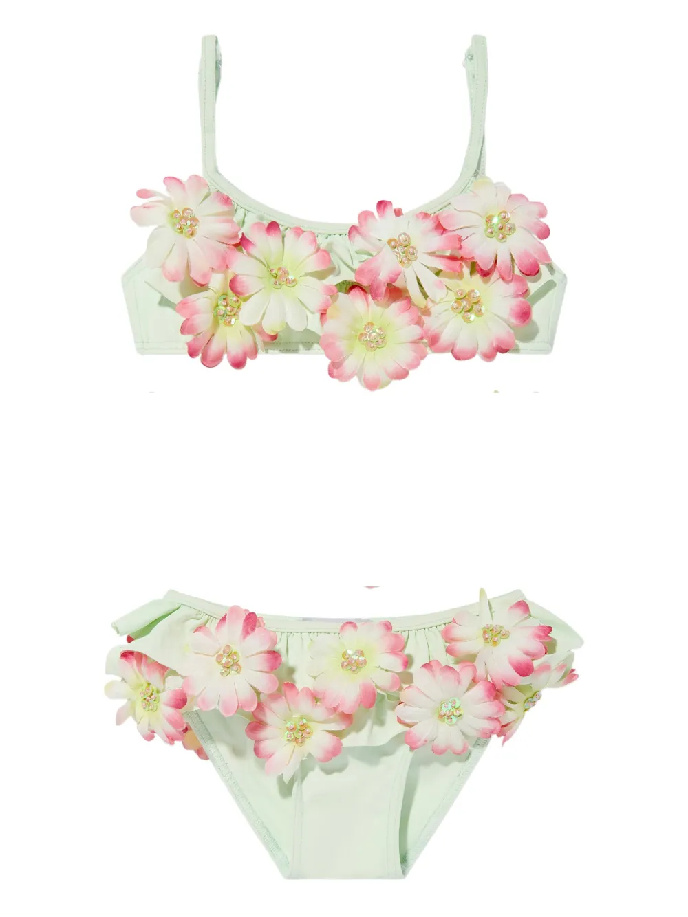 SELINIACTION KIDS Bikini verfraaid met bloe en ruches Groen