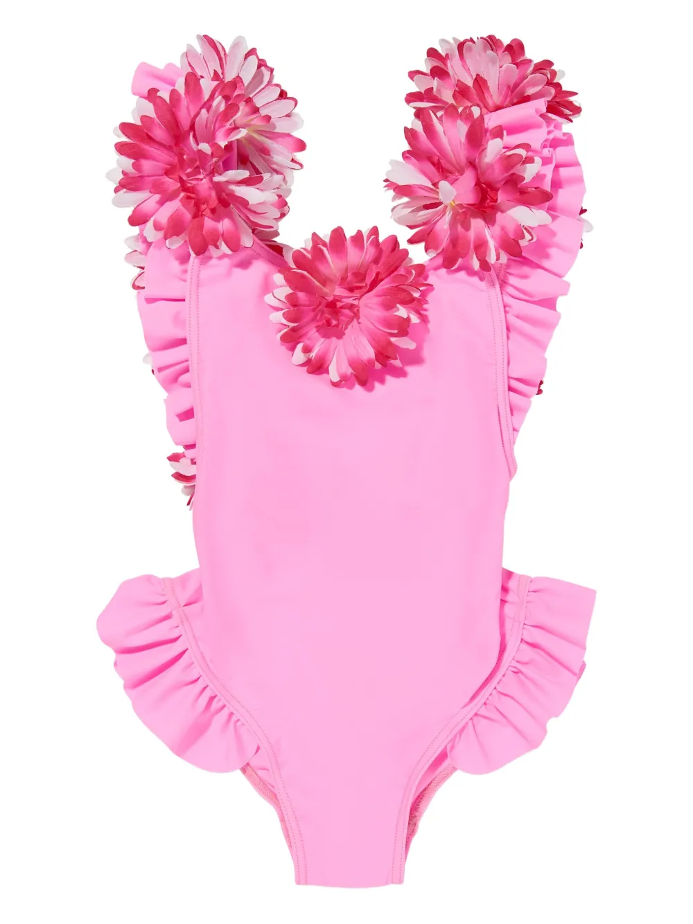 SELINIACTION KIDS flower-embellished ruffled swimsuit Roze
