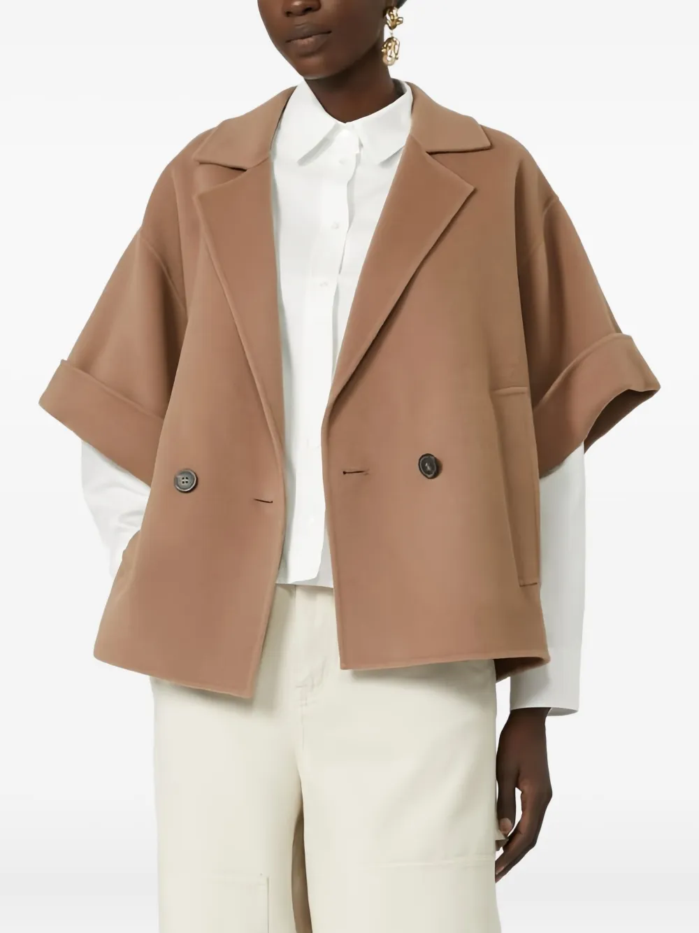 Weekend Max Mara Pera jas met dubbele rij knopen Beige
