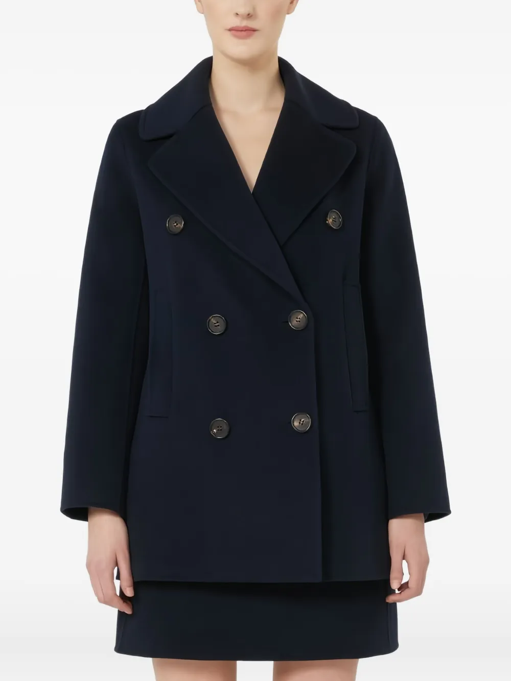 'S Max Mara Caban wollen jas met dubbele rij knopen Blauw