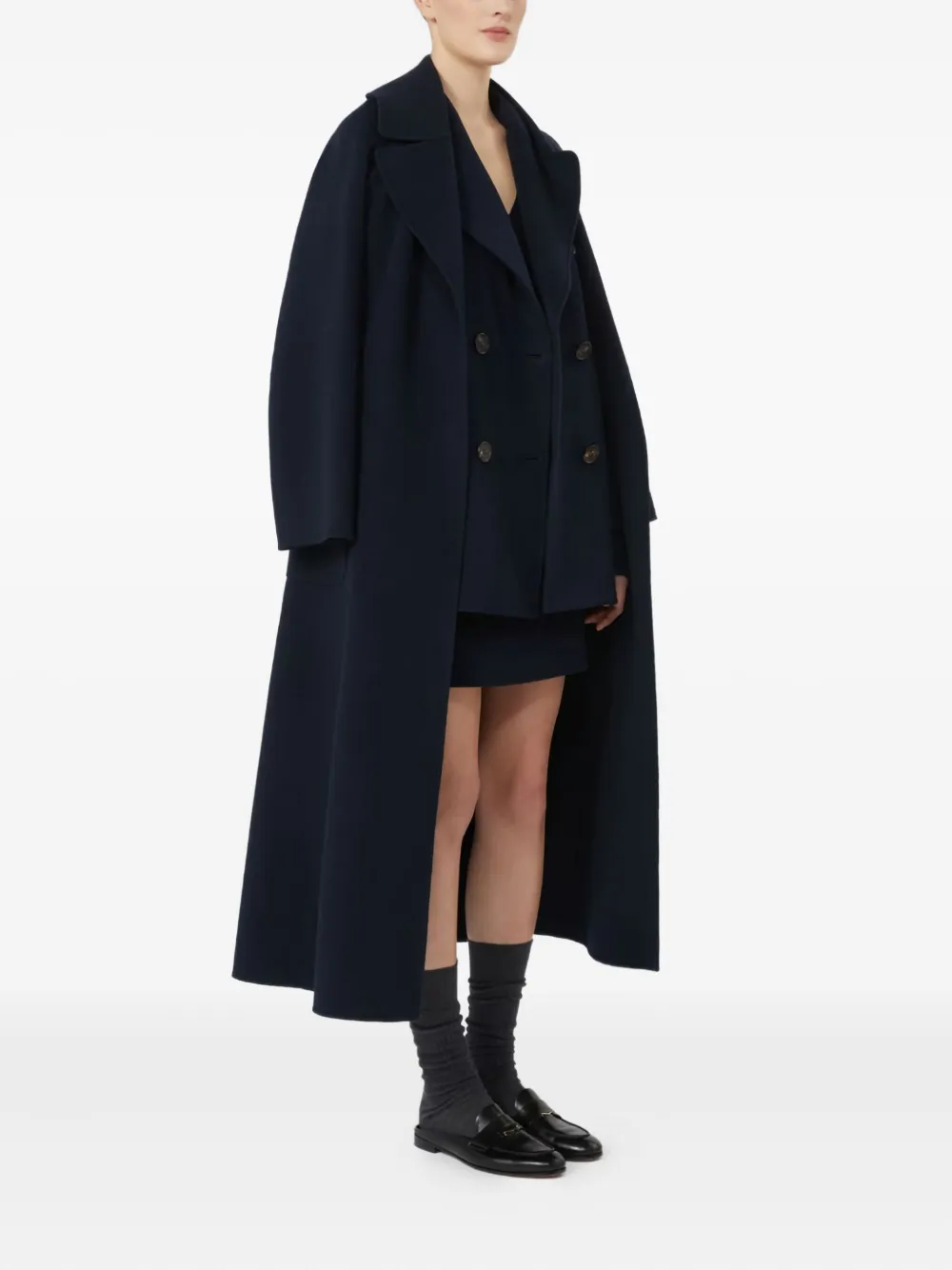 'S Max Mara Caban wollen jas met dubbele rij knopen Blauw