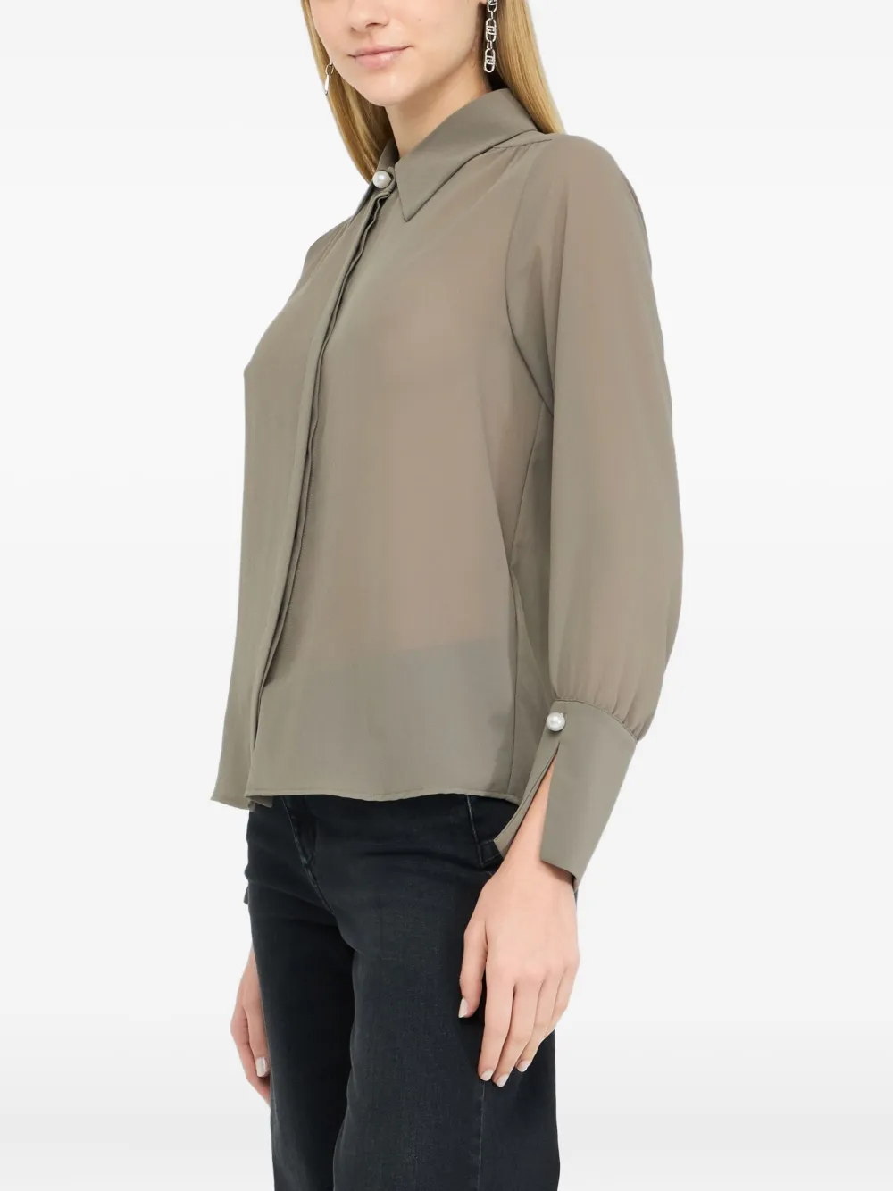 LIU JO Blouse met kraag met kralen Groen
