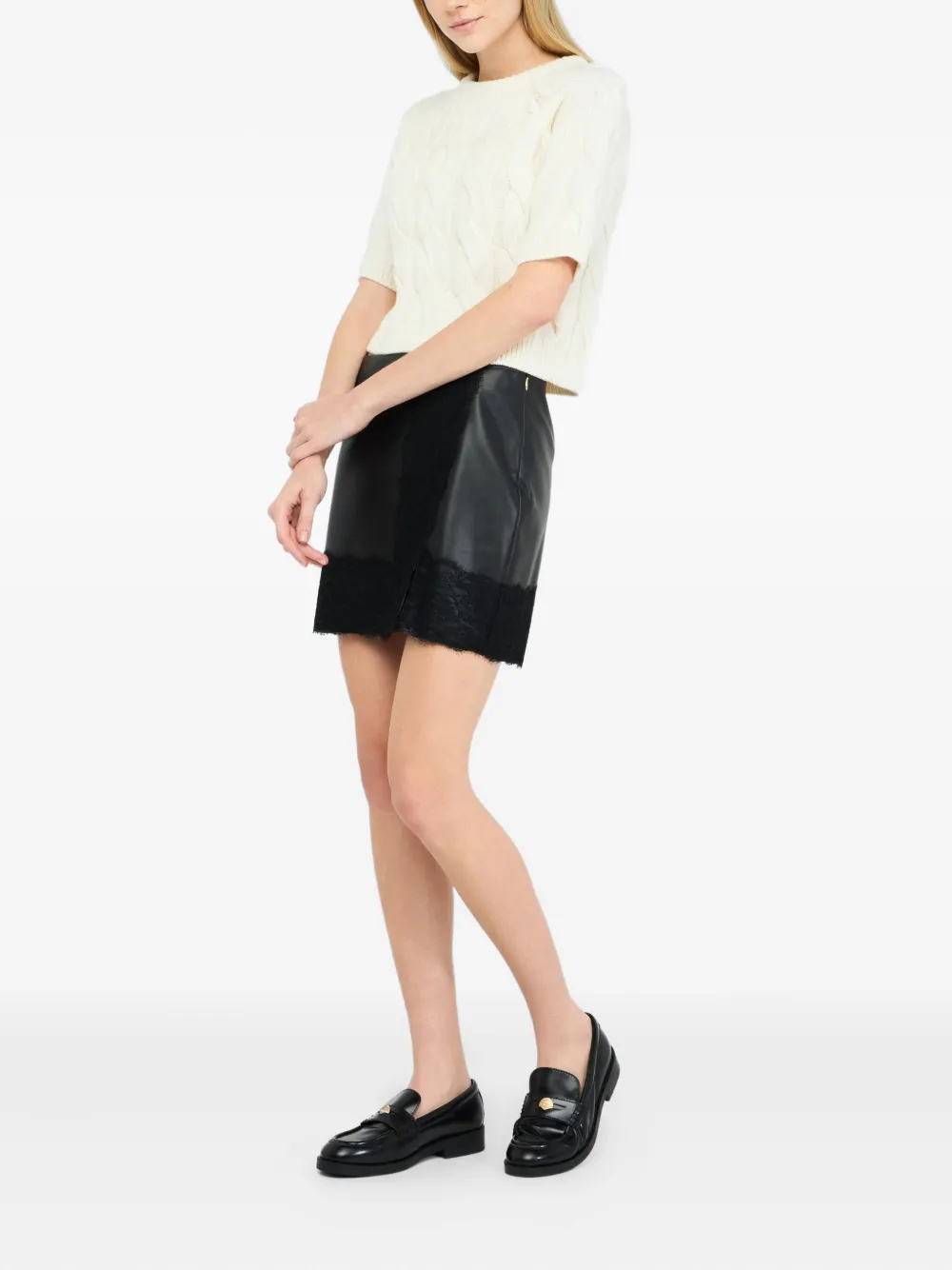 LIU JO coated lace mini skirt - Zwart
