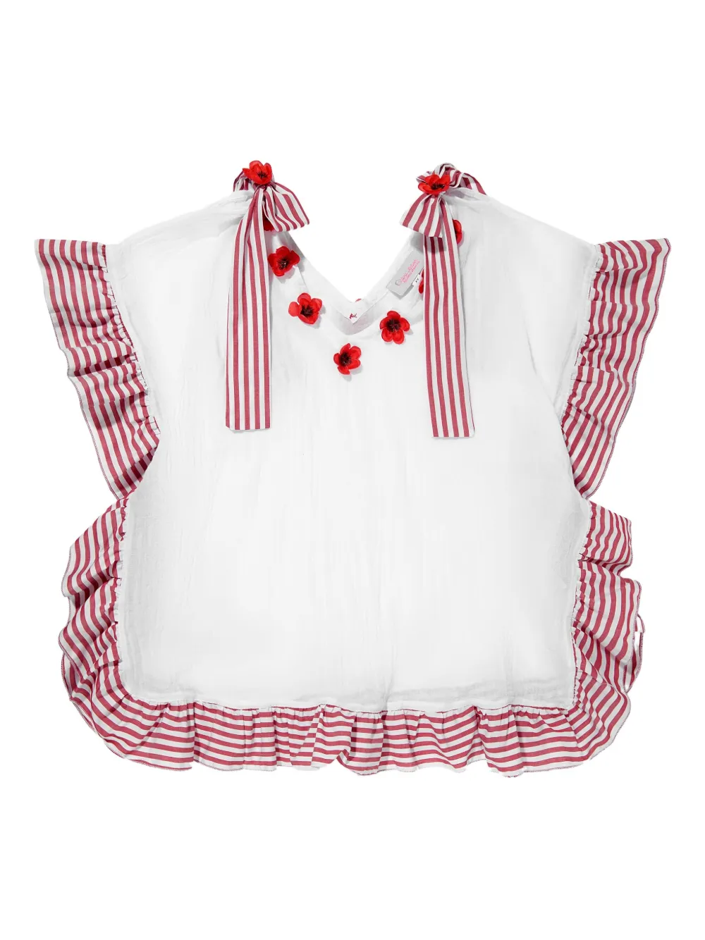 SELINIACTION KIDS striped ruffled casual dress Wit