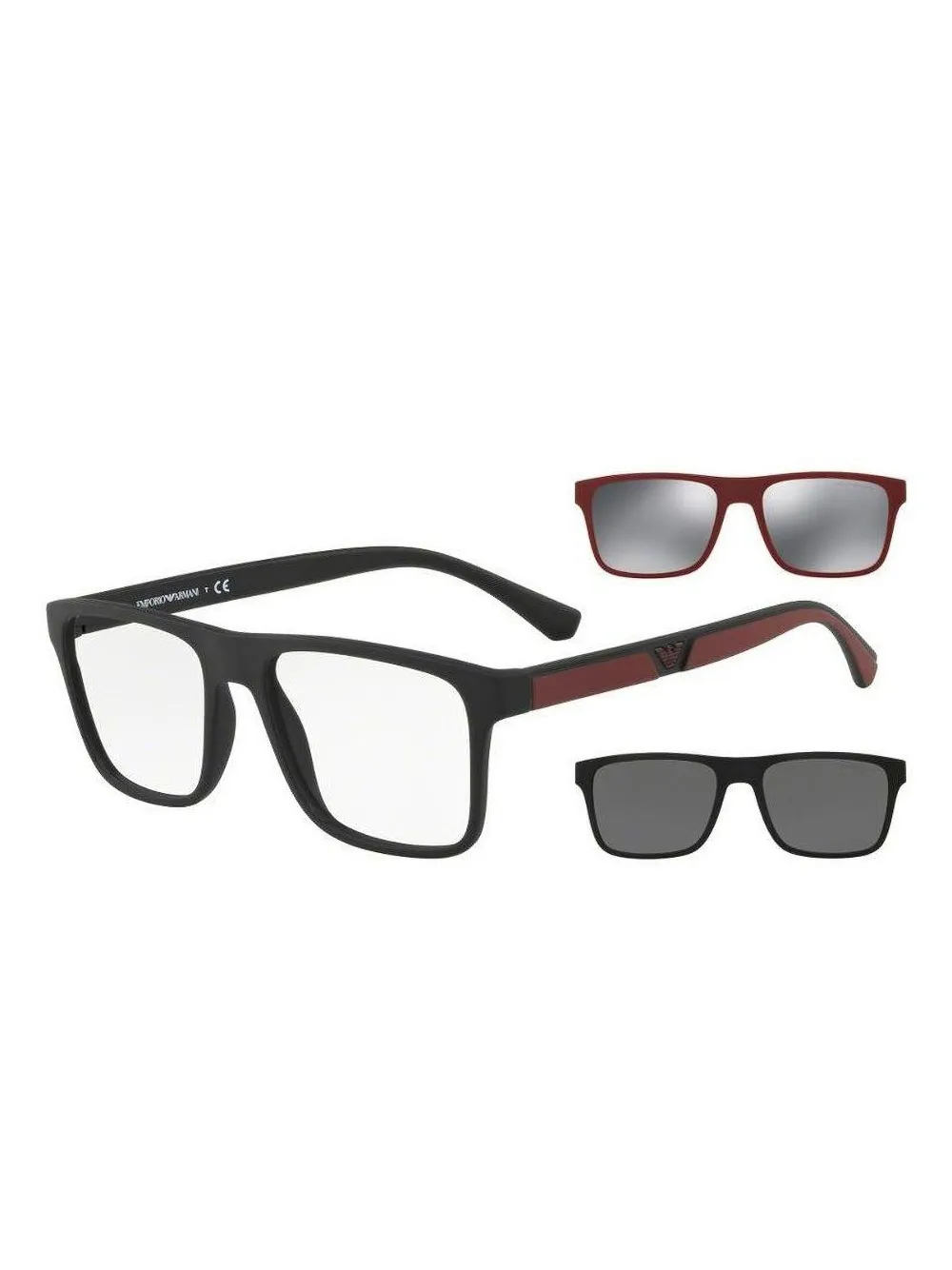 Emporio Armani matte rectangle sunglasses Zwart
