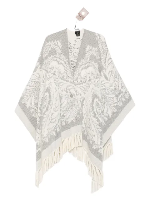 ETRO paisley-pattern fringed poncho