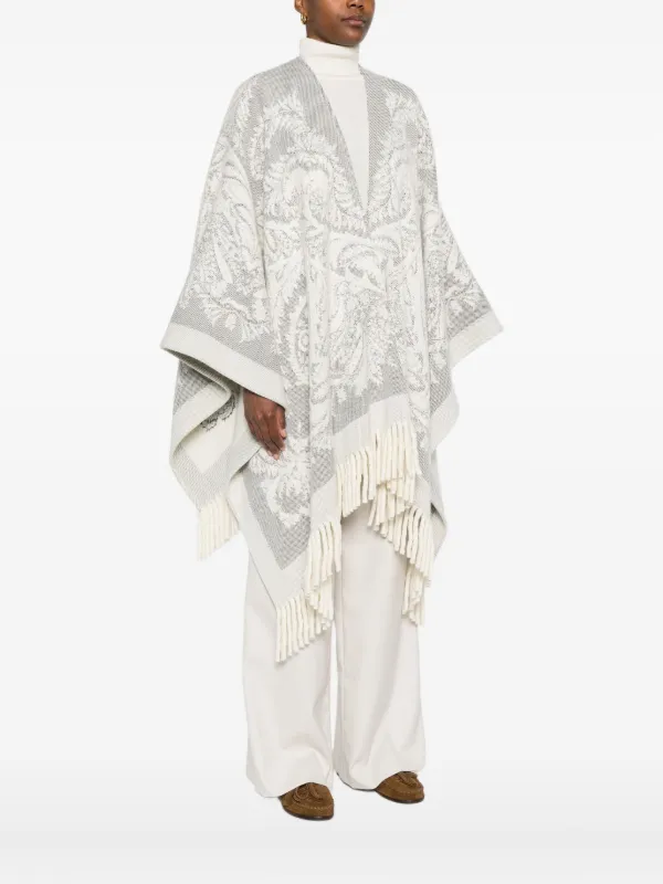 ETRO ペイズリー ポンチョ | ホワイト | FARFETCH JP