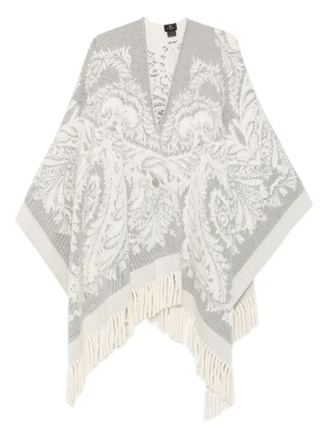 ETRO paisley-pattern fringed poncho