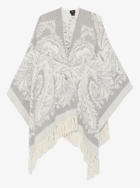 ETRO paisley-pattern fringed poncho