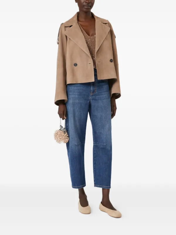Weekend Max Mara Jaqueta De Camurça Com Abotoamento Duplo | Marrom