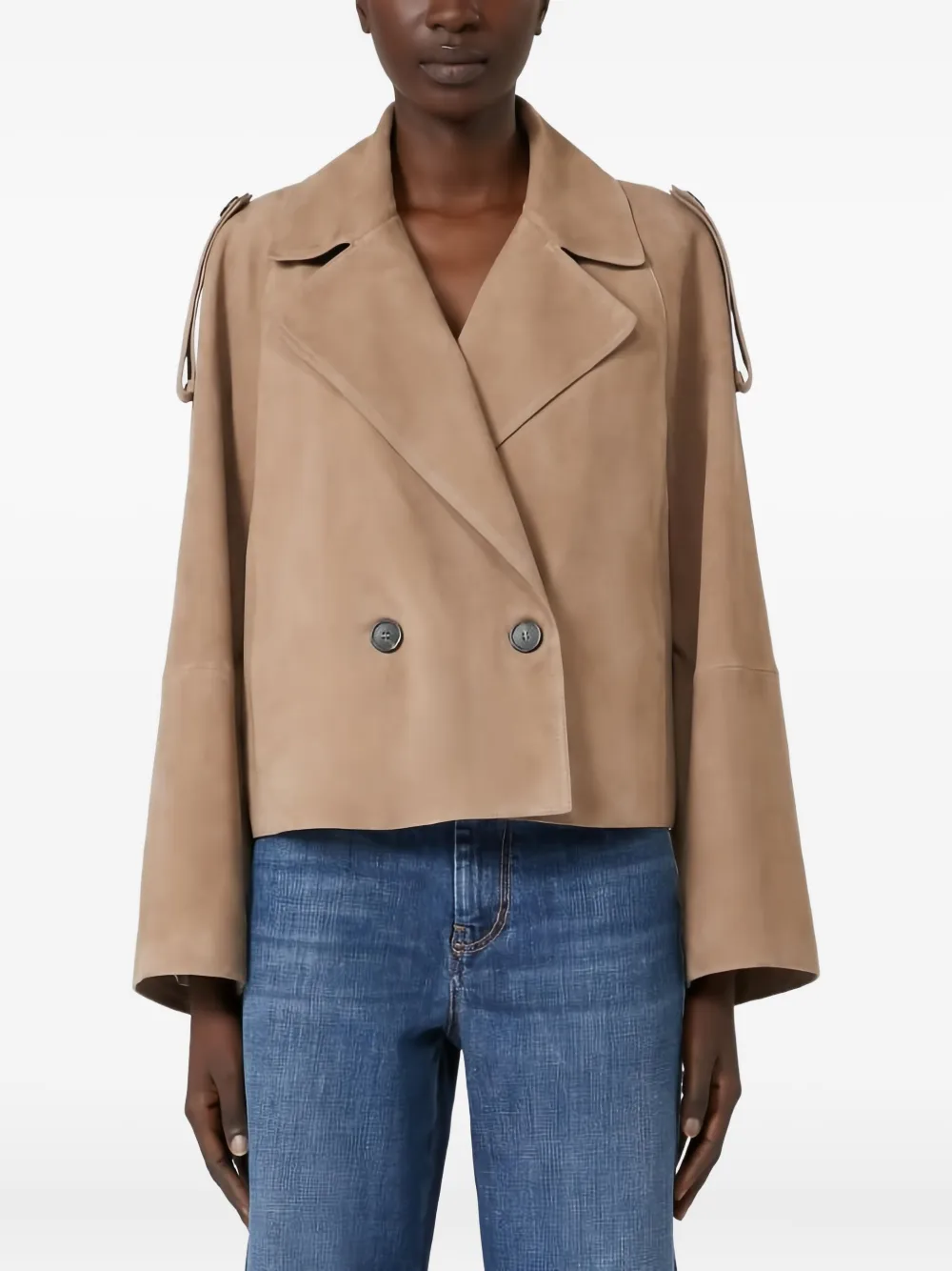Weekend Max Mara Suède jack met dubbele rij knopen Bruin