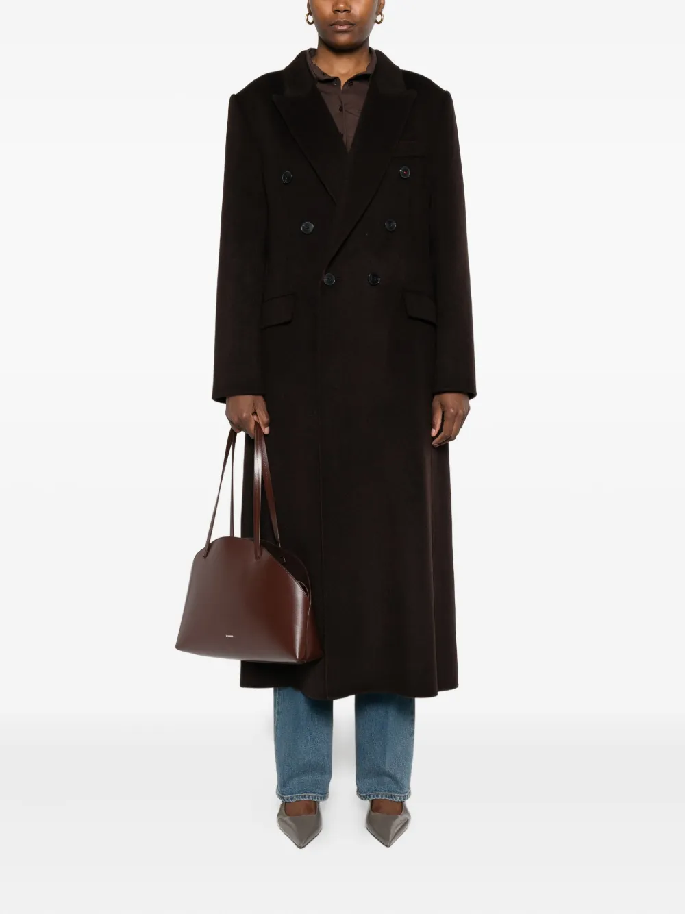 Victoria Beckham double-breasted button-up coat Bruin