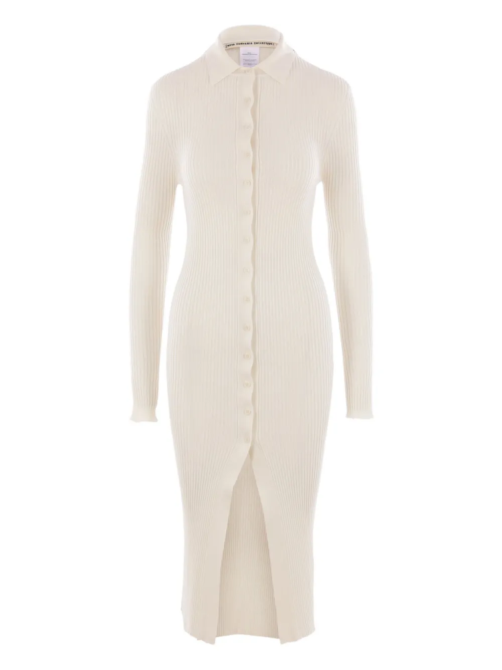 Meta Campania Collective rib-knit button midi dress | White | Image 1
