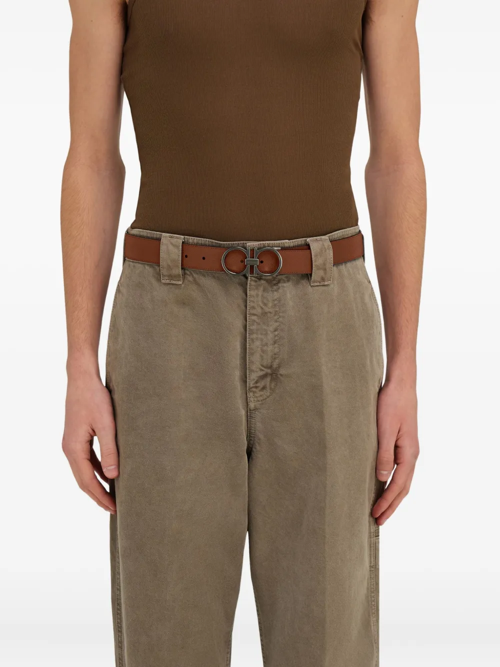 Ferragamo Leren gespriem Bruin