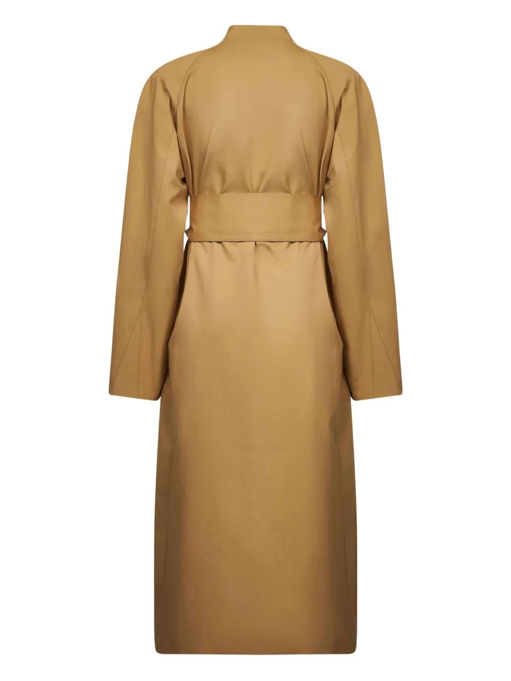 KHAITE belted raglan-sleeve coat Bruin