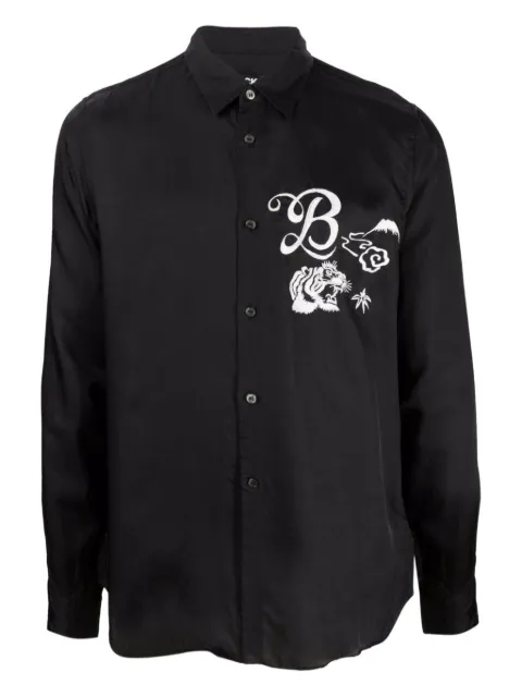 Black Comme Des Garçons tiger-embroidered shirt