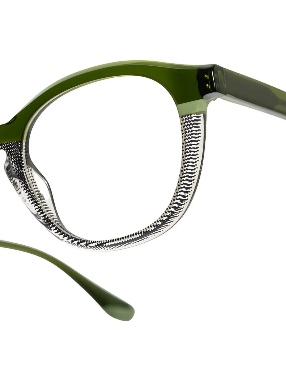  Xavier Garcia Design Pierre Textured-rim Round Glasses - Green 