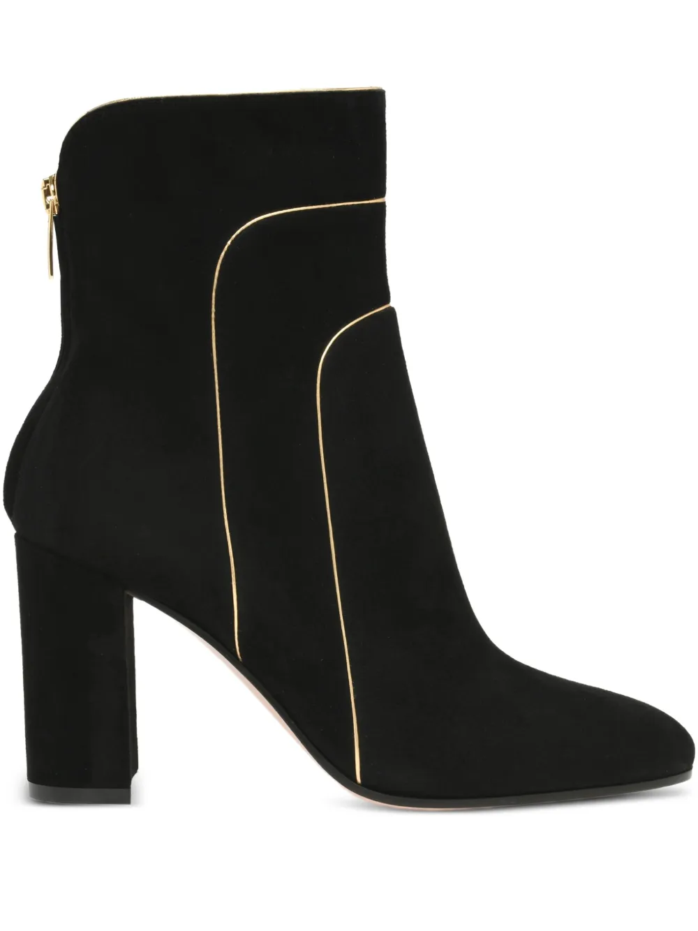 Gianvito Rossi gold-trim suede boots Black