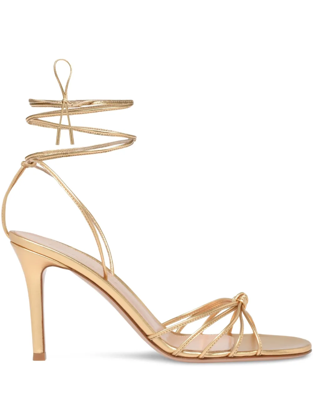 Gianvito Rossi knot-detail lace-up sandals Gold
