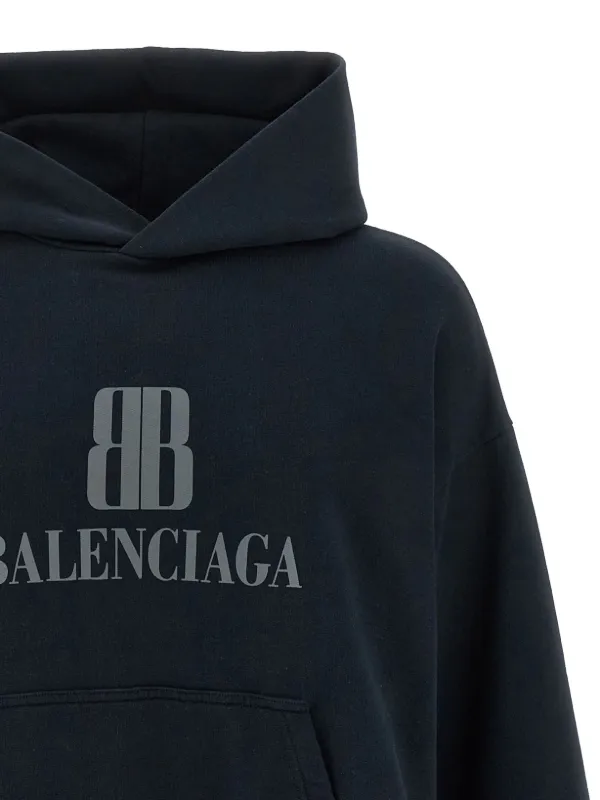 Balenciaga Nano Bb Cotton Hoodie | Black | FARFETCH