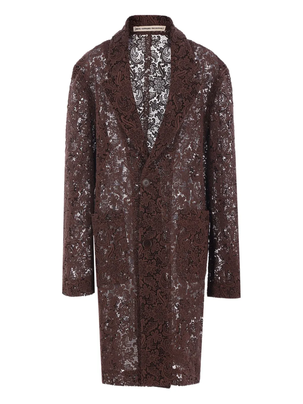 Meta Campania Collective floral lace single-breasted coat | Brown | Image 1