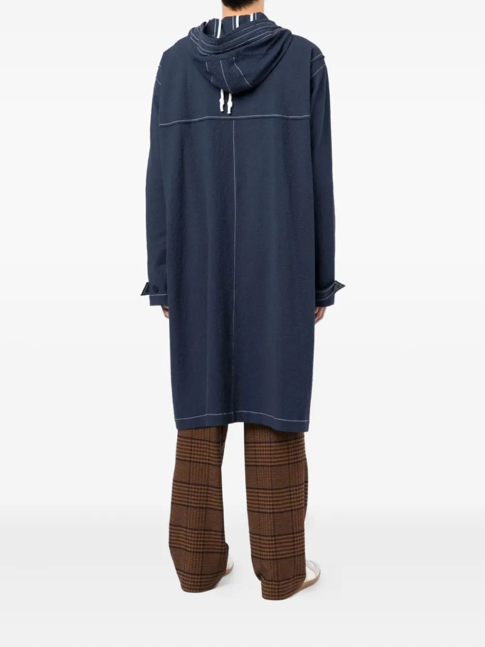 Charles Jeffrey Loverboy hooded patchwork duffle coat Blauw