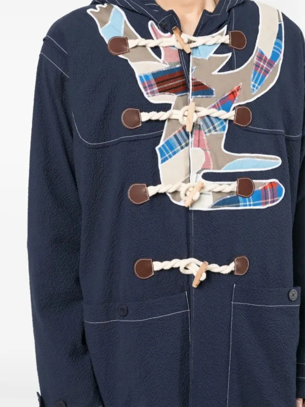 Charles Jeffrey Loverboy パッチワーク ダッフルコート | ブルー