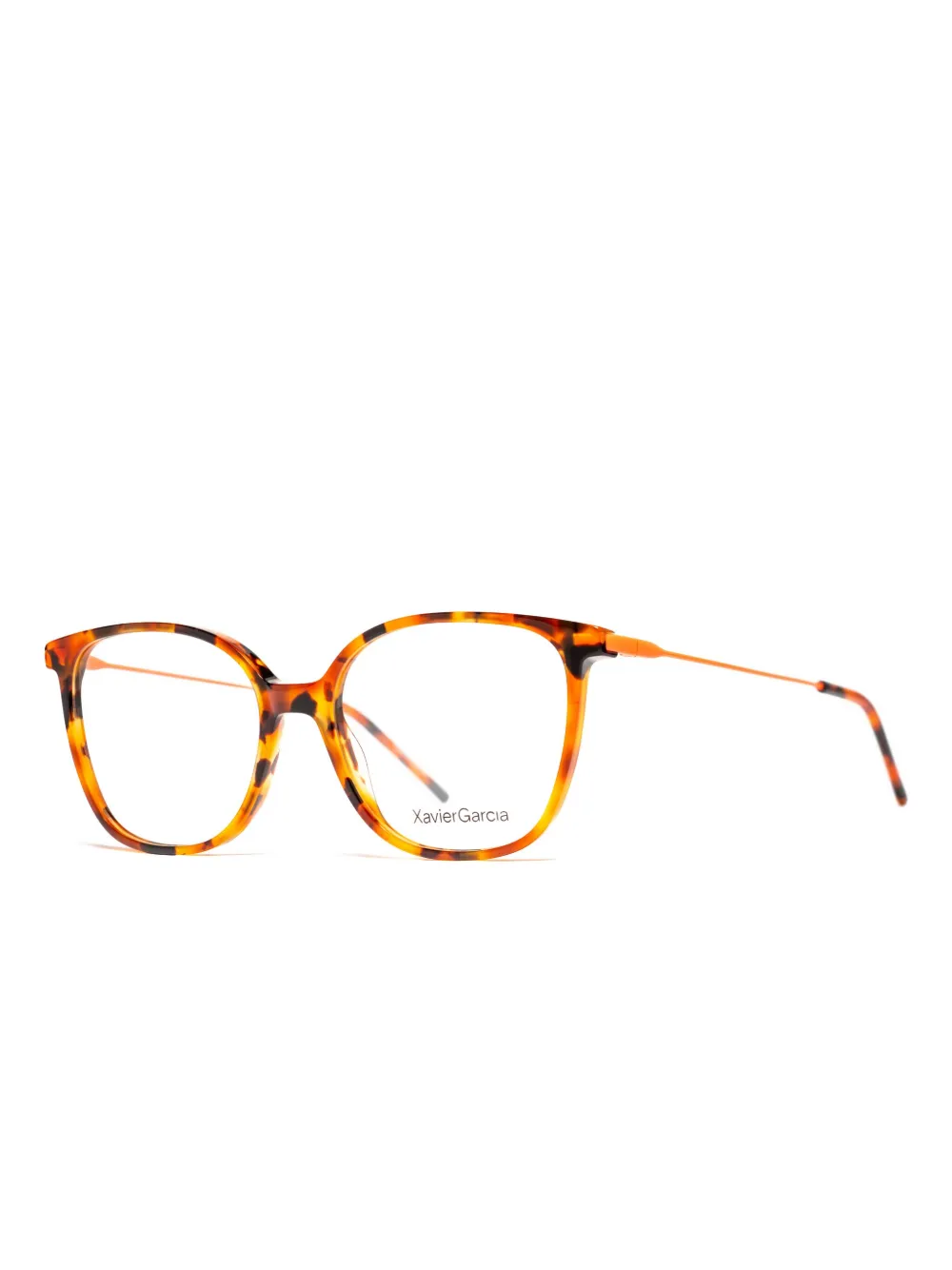 Xavier Garcia Design tortoiseshell round-frame glasses | Orange | Image 1