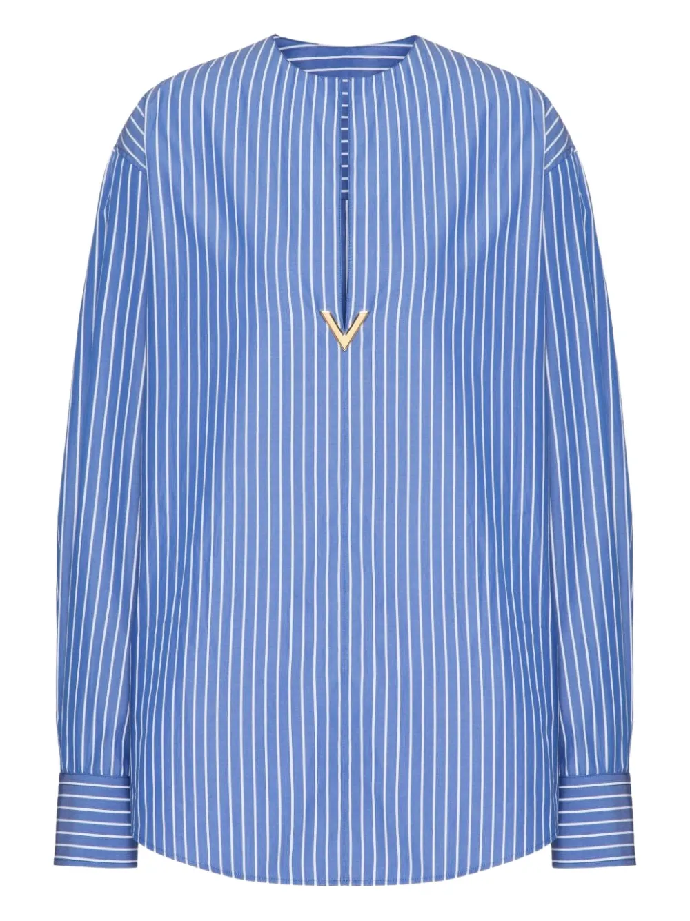 Valentino Garavani Vロゴ ストライプ ブラウス - ブルー Valentino Garavani Vロゴ ストライプ ブラウス - ブルー