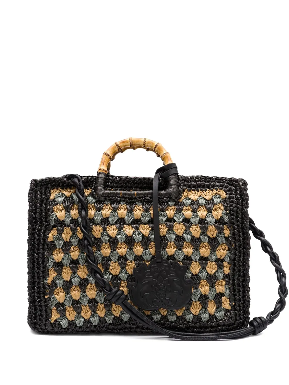 bamboo-handle woven bag