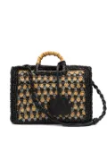 Isla bamboo-handle woven bag - Black