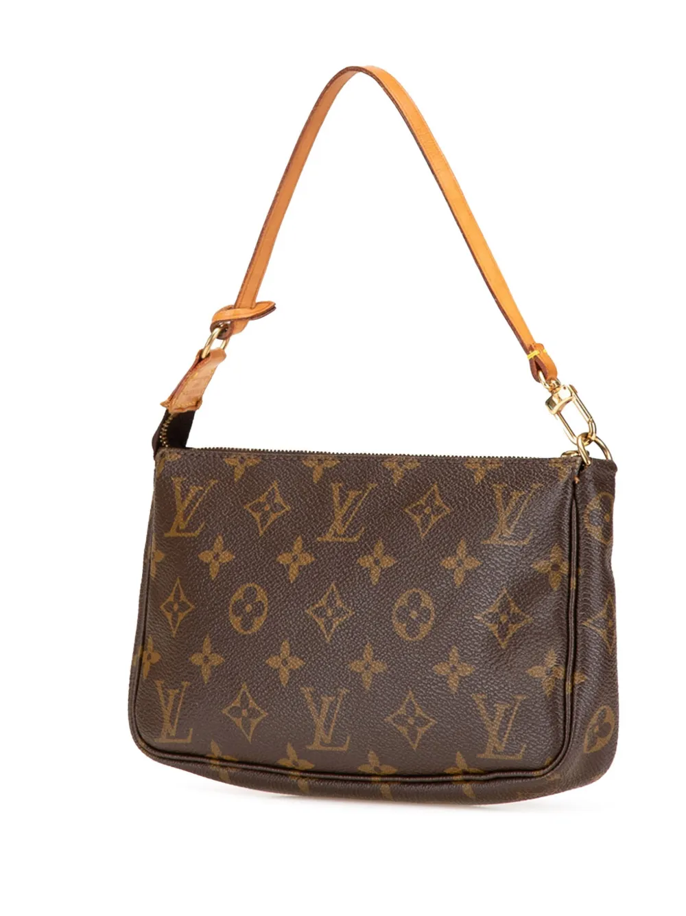 Pre-owned Louis Vuitton 2000 Monogram Pochette Accessoires Shoulder Bag In Brown