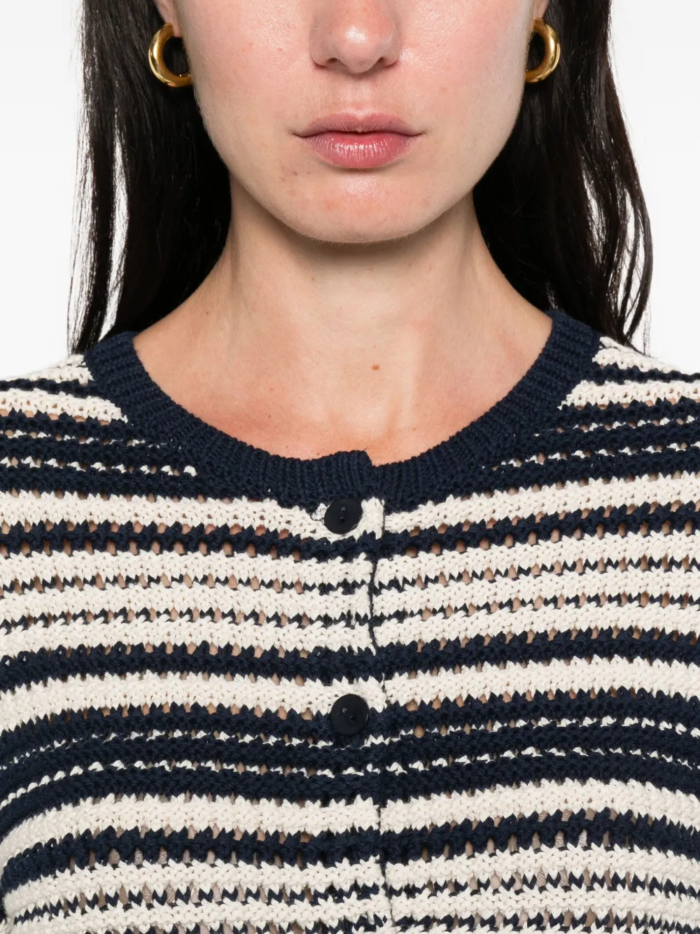 Vince striped buttoned cardigan Blauw
