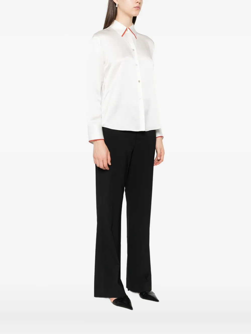 Vince collar-detail silk shirt Wit