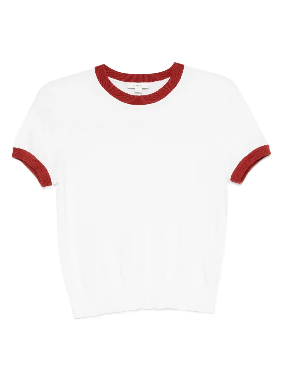 Vince contrast-trim cotton-cashmere t-shirt Wit