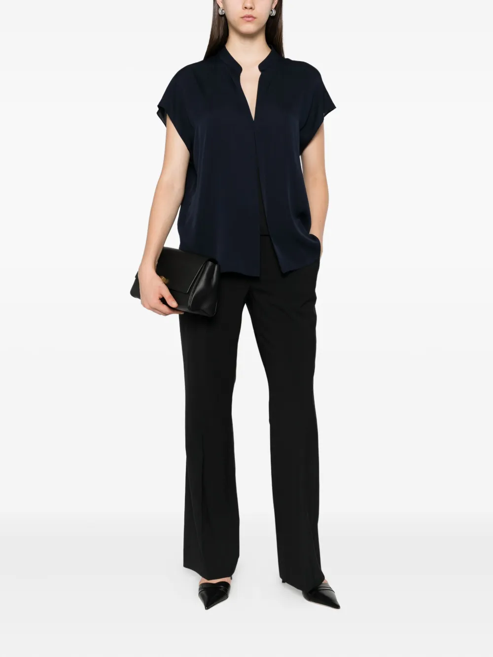 Vince v-neck short-sleeve blouse Blauw