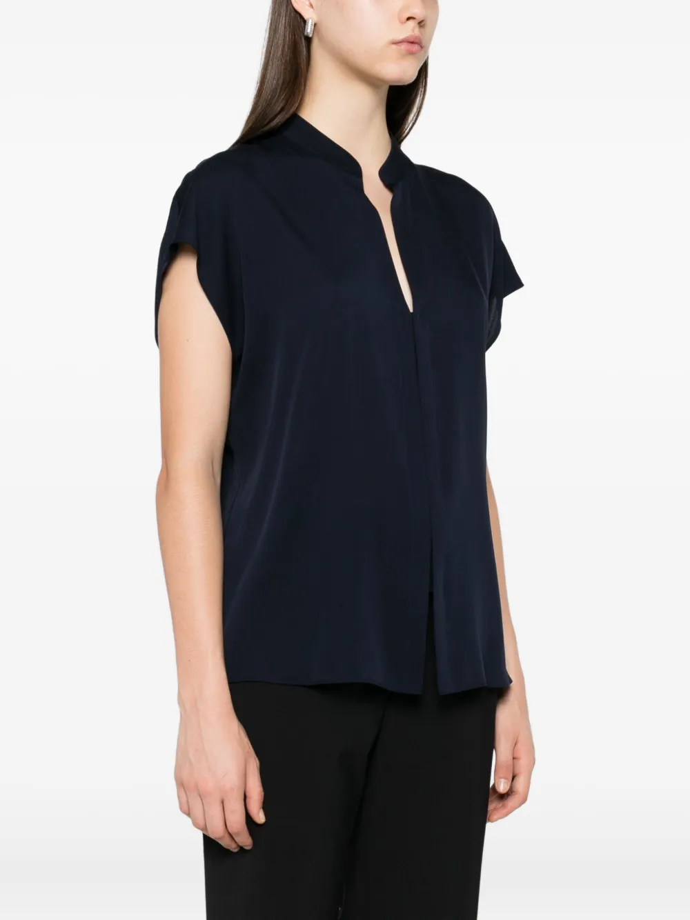 Vince v-neck short-sleeve blouse Blauw