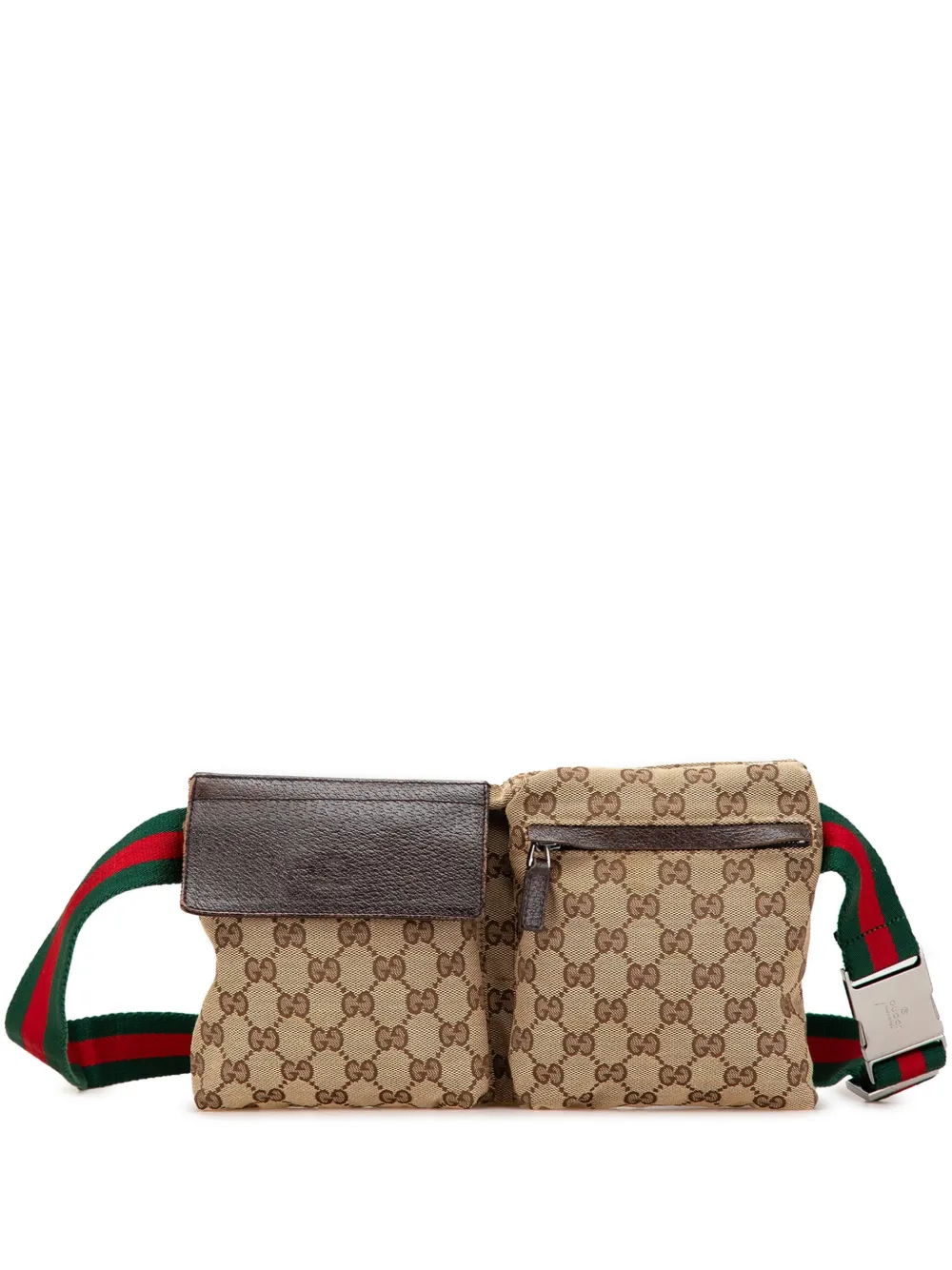 2000-2015 GG Canvas Web Double Pocket belt bag