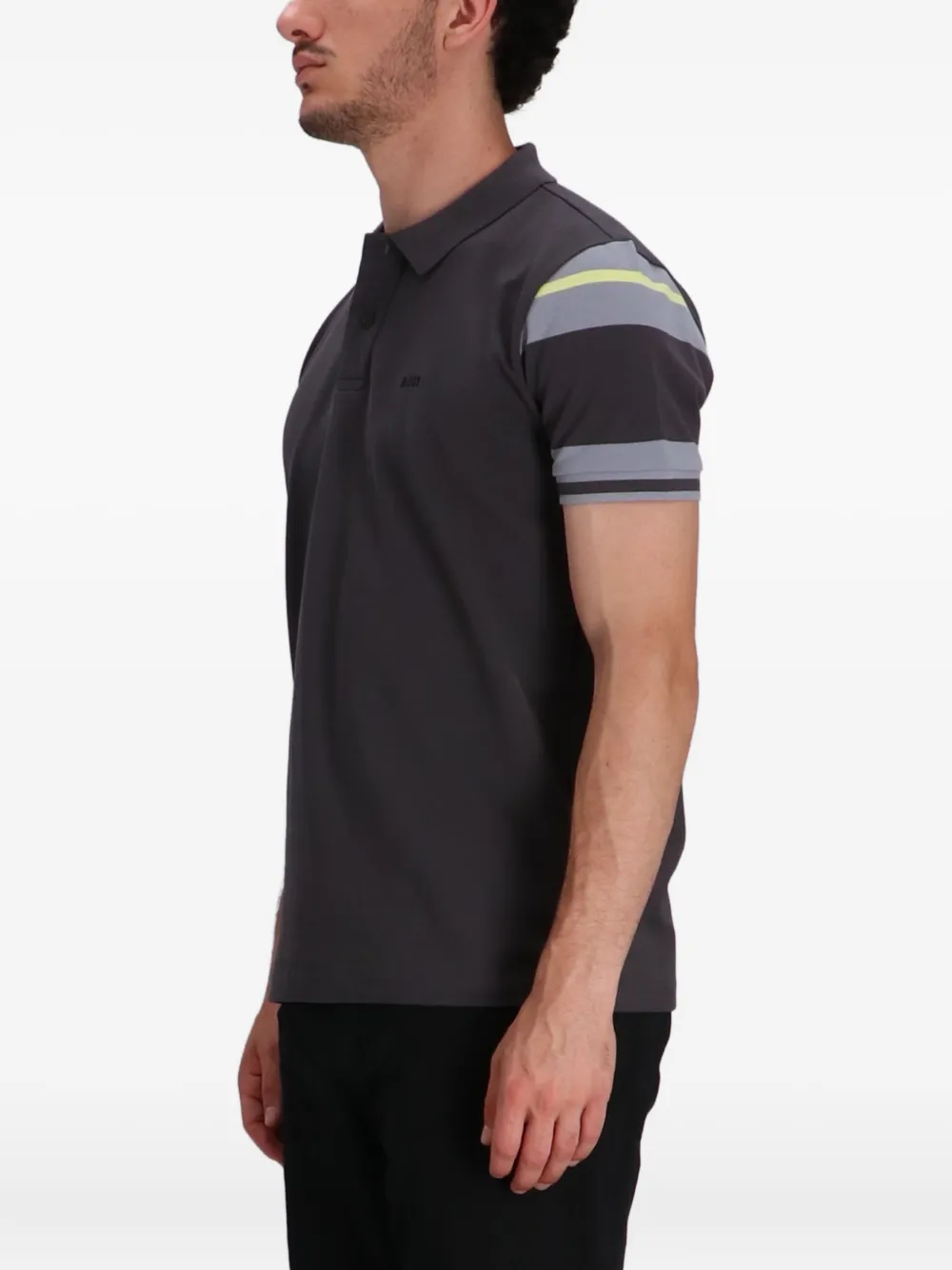 BOSS Poloshirt met gestreept detail - Grijs