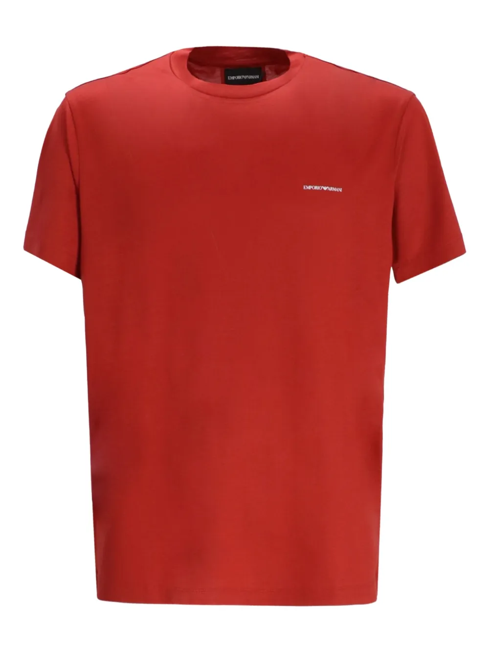 Emporio Armani T-shirt girocollo con logo ricamato - Rosso