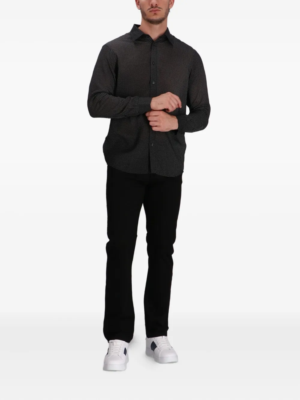 Emporio Armani Overhemd met geometrische print Zwart