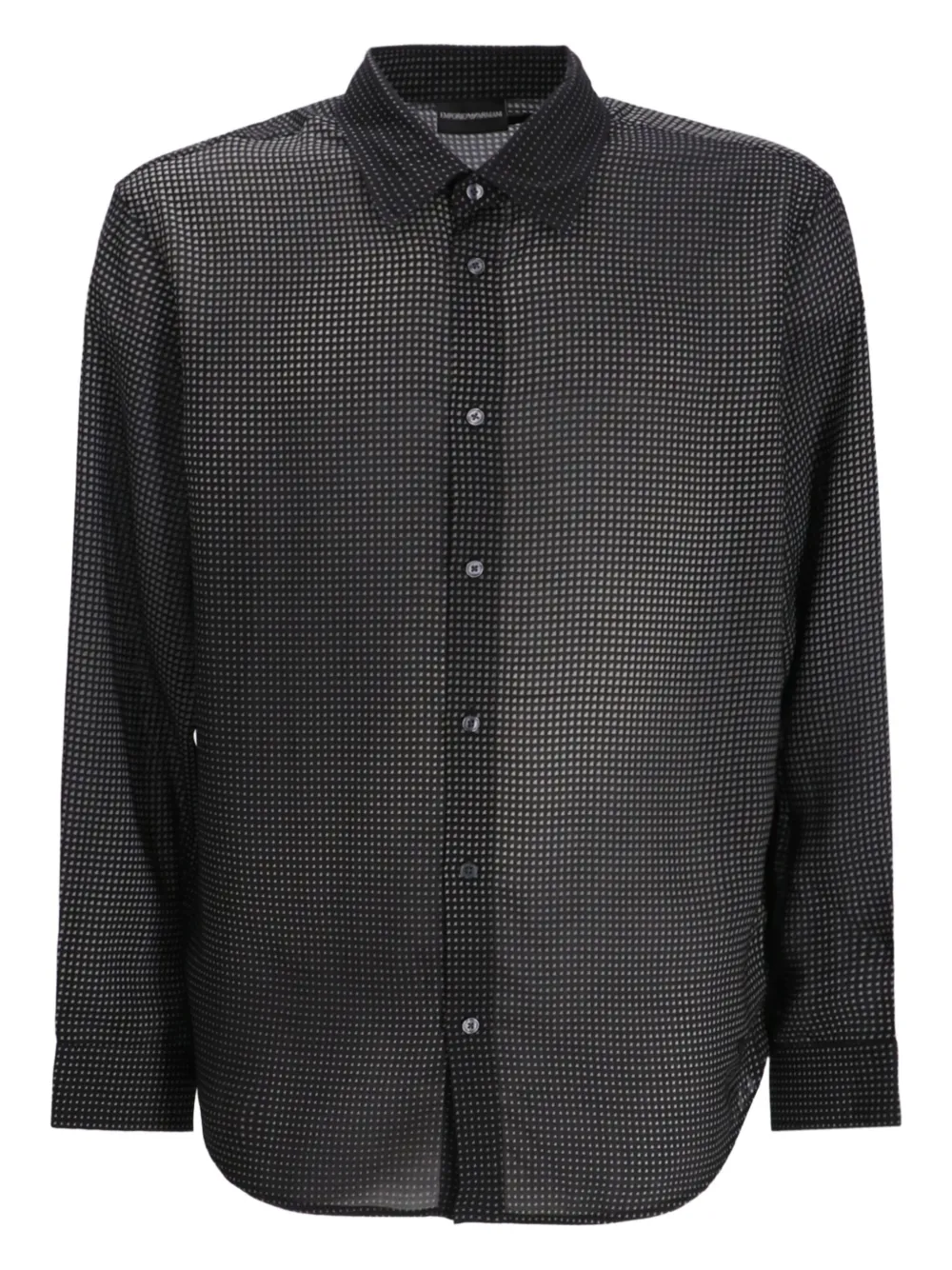 Emporio Armani geometric-print long-sleeve shirt Zwart