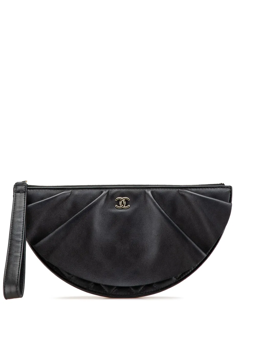 CHANEL Pre-Owned 2019 マトラッセ ラムスキン ウェーブ クラッチバッグ - ブラック CHANEL Pre-Owned 2019 マトラッセ ラムスキン ウェーブ クラッチバッグ - ブラック