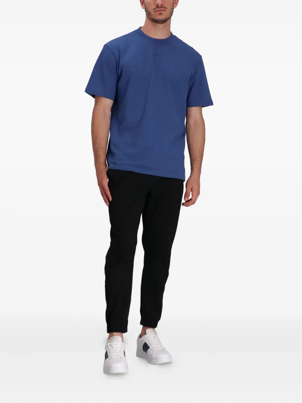 HUGO Katoenen T-shirt met logoprint Blauw